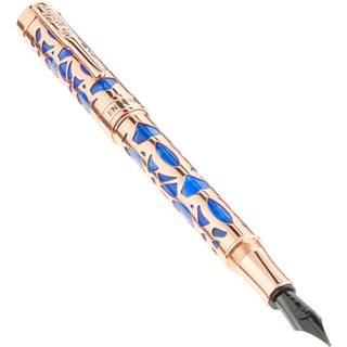 Conklin Endura Deco Crest Fountain Pen i Blue Broad NIB Premium Writing Instrument