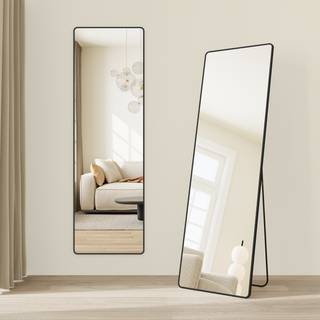 SONGMICS Full Length Mirror, 160 x 50 cm, Rectangle Full Body Mirror with Stand, Aluminium Alloy Frame Floor Mirror, Tempered Glass, for Bedroom, Livi