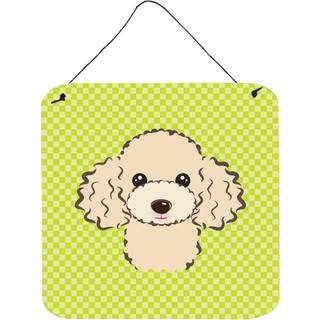 """" Caroline's Treasures Checkerboard Lime Green Buff Poodle Wall eller Door Hanging Prints 6 X 6 """" """" """"