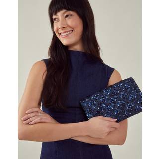 Accessorize Accessorize Blue Tianna Metallic Embellished Clutch Bag