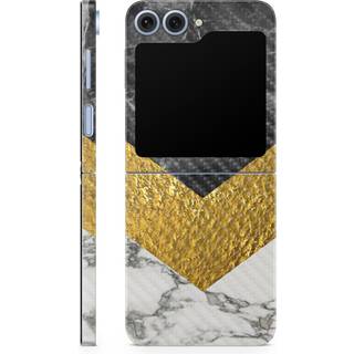 Carbon Fiber Phone Skin kompatibel med Samsung Galaxy Z Flip 6 - Moderne marmor - Premium 3M Vinyl Protective Wrap Decal Cover - Let at anvende |