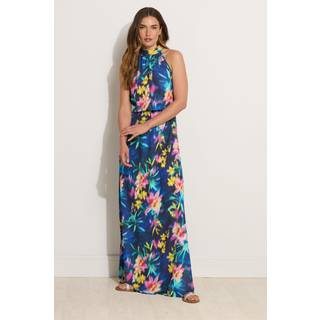 Lts Tall Navy Blue Abstract Floral Halter Neck Maxi Dress 12 Lts | Tall Women's Maxi Dresses