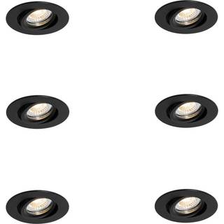 Sæt med 6 indbygningsspots sorte justerbare 6,5 cm inkl. LED IP54 Ultra Slim - Pupil