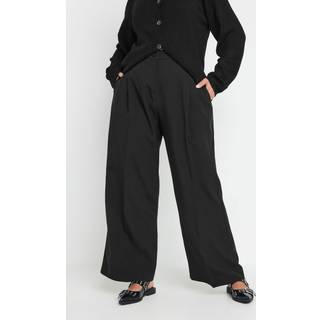 Yours Curve Yours Curve Black Pleated Front Wide Leg Trousers