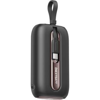 NEXTBATT Mini Powerbank med Quick Charge 10000mAh 22,5W med Dual Kabler - Sort
