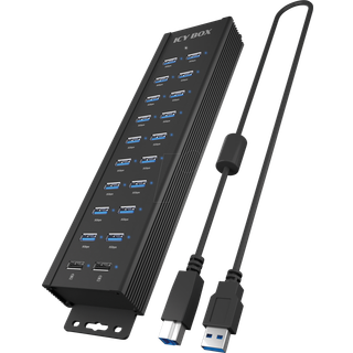 ICY BOX IB-HUB1720-U3 USB hub - 20 ports - Sort
