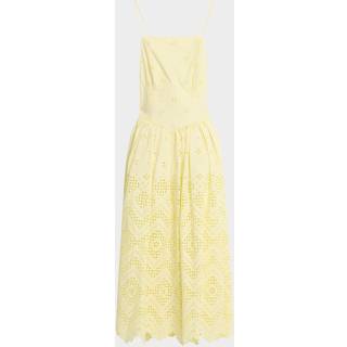 Self-Portrait Broderie anglaise cotton midi dress - yellow - XL