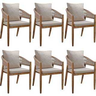 Havestol Manacor, rebdesign - sand,Sæt med 6 stk.