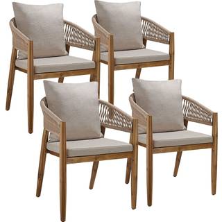 Havestol Manacor, rebdesign - sand,Sæt med 4 stk.
