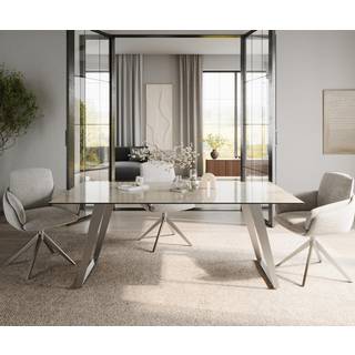 Esstisch Edge 200x100 Keramik Laminam® Onice Oro ?Edelstahl Schräg - Onice Oro Gold-Gelb