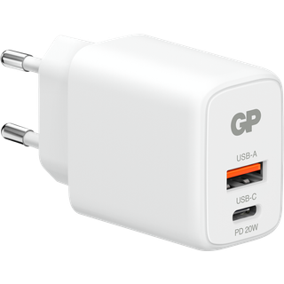 GP Batterier Wallcharger WM2B PD 20W USB-A + USB-C White, OneSize