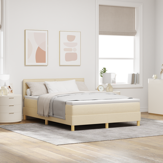 LED Box Spring Bed med madras med LED Creme 160 x 200 cm Stof