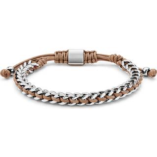 Rustfrit Stål & Beige Nylon Armbånd