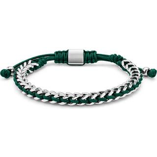 Rustfrit Stål & Grøn Nylon Armbånd
