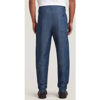 Pleated Chino Relaxed Tapered Jeans - Dark blue - Men