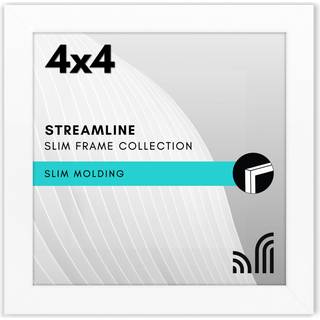 AmericanFlat 4x4 Billedramme med knust -resistent glas - Streamline Collection - tynd grænsefotosamme til væg og bordplade - hængende hardware og