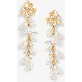 Mood Mood Gold Tone Triple Flower Pearl Cluster Drop Earrings