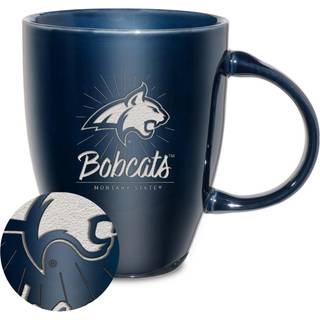 Rico Industries NCAA Montana State Bobcats Sunburst Navy 18oz Laser indgraveret keramisk glans krus