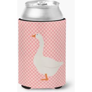 """" Caroline's Treasures Embden Goose Pink Check Decorative Can Hugger Multicolor """"