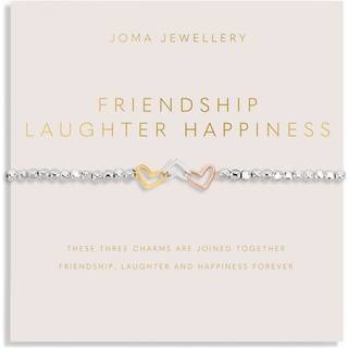 Joma 3 Tone Interlocked Friendship Laughter Happiness Bracelet - Silver