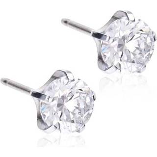 Blomdahl Silver Titanium Tiffany Precious, CZ White 6 mm