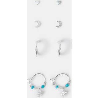Accessorize Accessorize Silver Celestial Stud & Hoop Earrings 4 Pack