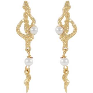 Snö Of Sweden Line Pendant Earring Gold/White Onesize
