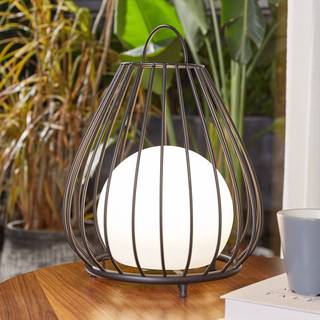 Lindby LED-solcellelampe Kelda, sort, metal, 38 cm, dæmpbar.