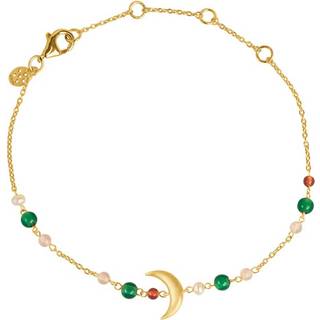 ByBiehl Summer Moon armbånd i forgyldt med rød og grøn agat samt pink jade
