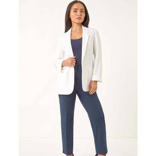 Roman Roman White Petite Revere Collar Stretch Blazer