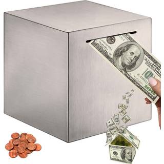 Piggy Bank for voksne Safe Piggy Bank lavet af rustfrit st?l kan kun redde den sparegris, der ikke kan tages ud (7,8 tommer)