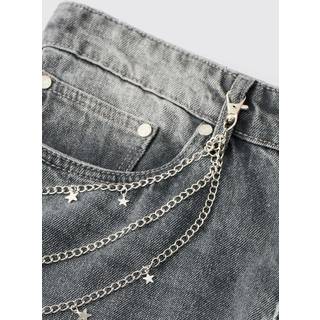 Mens Silver Layered Jean Chain With Stars