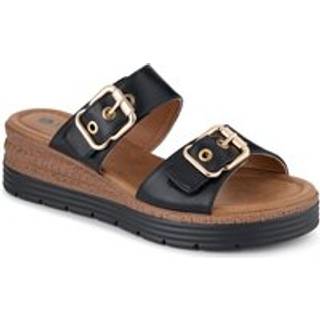 Pavers Pavers Black Dual Buckled Mule Sandals