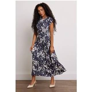 M & Co M & Co Navy Blue Spot Twist Petite Midi Dress