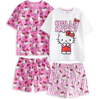 Vanilla Underground Vanilla Underground Pink Hello Kitty Girls Short Sleeve Short Leg 100% Cotton Pyjamas Set Multipack of 2