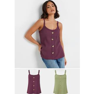 PixieGirl Petite PixieGirl Petite Purple Button Front Ribbed Vests 2 Pack