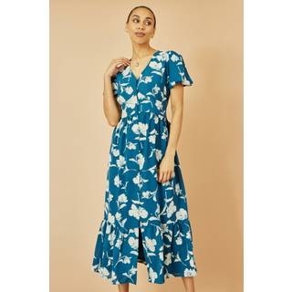 Yumi Yumi Blomsterprint Midi-kjole med knapper - 38