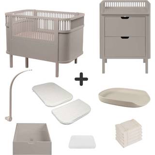 Sebra Sengen og Puslebordet m. Tilbehør - Jetty Beige - Deluxe Bundle 2