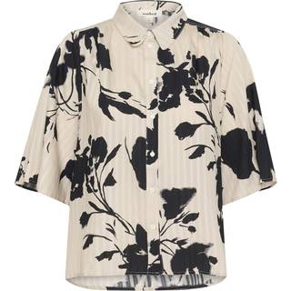 Soaked In Luxury Sldaria Hela Shirt Ss Bluser 30408435 Oatmeal Duotone Flower (MEDIUM)