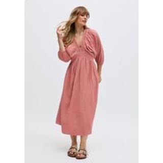 Raffya Raffya Pink Soipoi Midi 100% Cotton Dress