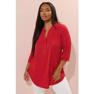 Yours Curve Yours Curve Ribbet Bluse med Halv Knaplukning