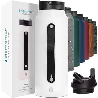 Elementær ikonisk vandflaske med rustfrit stål med halm - 32 oz lækage bevis Triple Wall Isolerede vandflasker til rejser og sport - Genanvendeli