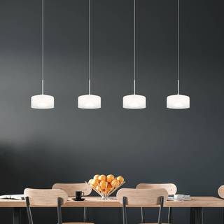 Belinda LED-hængelampe, længde 105 cm, hvid, 4 lyskilder, glas