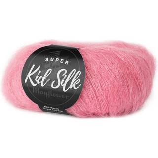 Mayflower Super Kid Silk 61 Heather rose Indhold: 76% mohair, 24% silke Vægt/Længde: 25 g = ca. 195 m Anbefalede pinde: 4.5-5 mm Strikkefasthed: 10 x 10 cm = 22 m x 27 p Vask:Håndvask/ Tåler ikke tørretumbling.