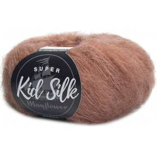 Mayflower Super Kid Silk 117 Bamsebrun Indhold: 76% mohair, 24% silke Vægt/Længde: 25 g = ca. 195 m Anbefalede pinde: 4.5-5 mm Strikkefasthed: 10 x 10 cm = 22 m x 27 p Vask:Håndvask/ Tåler ikke tørretumbling.