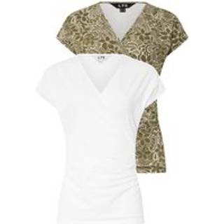 Lts Tall 2 Pack Green & White Floral Grown Sleeve Wrap Tops 8 Lts | Tall Women's Wrap Tops
