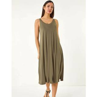 Roman Roman Green Strappy Jersey Midi Dress