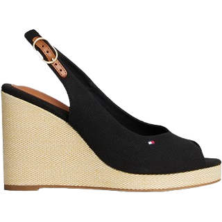 Wedge Heel Slingback Espadrille Sandaler, Black, 39