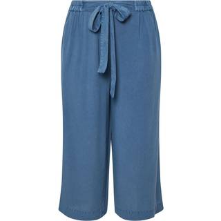 Yours Curve Yours Curve Blue Chambray Tie Waist Crop Trousers