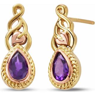 Royal Clogau® 9ct Solid Gold Delphinium Earrings with Amethysts